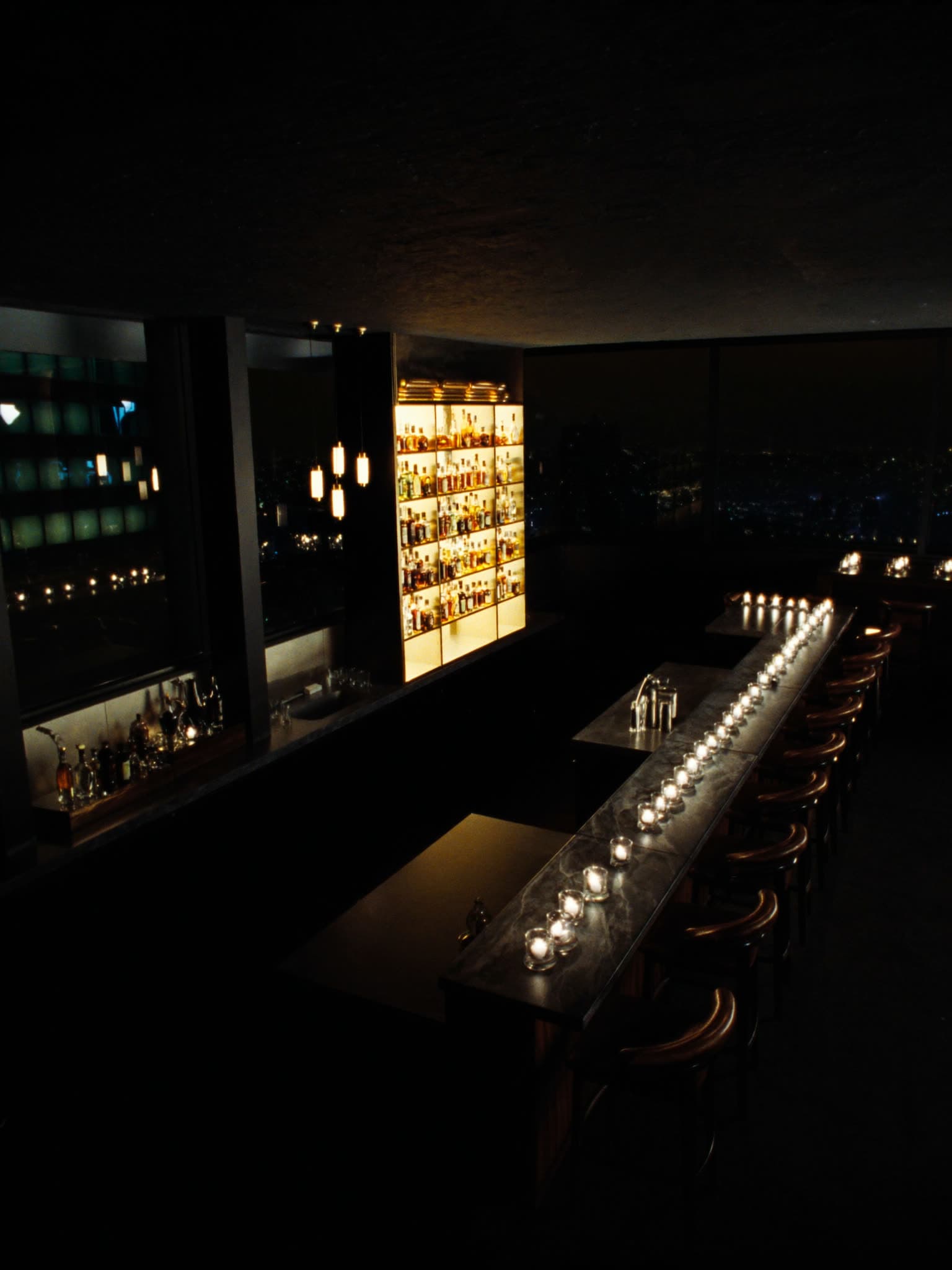 The bar counter at night